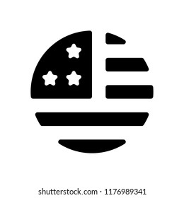 simple USA flag icon. Round shape. Black on white background