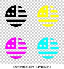 simple USA flag icon. Round shape. Colored set of cmyk icons on transparent background