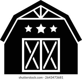 Simples EUA Patriotic Barn silhueta Vetor ilustração.
Projeto de silhueta American Farmhouse do Dia da Independência.
Decoração do celeiro de 4 de julho.
Fundo transparente.