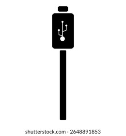 Simples ícone de cabo USB simboliza transferência de dados, energia elétrica e design minimalista moderno.