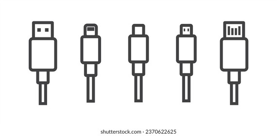 Simple Usb cable Icon. Usb type cable Icon. Charger icon vector illustration. Charger smartphone symbol in trendy flat style on Transparant background.