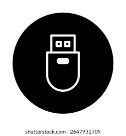 Simple usb flash drive icon in black circle vector illustration for modern design and technology