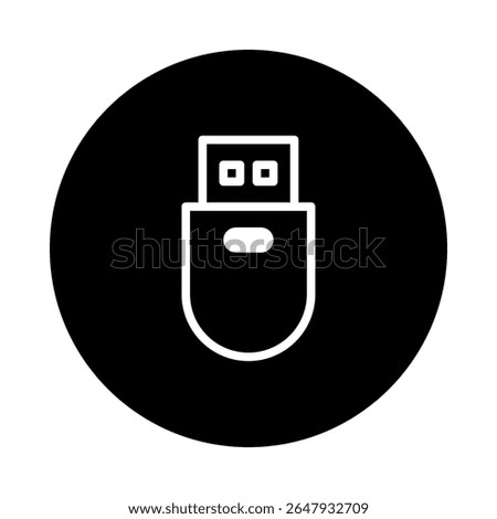 Simple usb flash drive icon in black circle vector illustration for modern design and technology