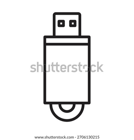 Simple USB flash drive line icon. Vector illustration of a data storage device symbol for technology and memory designs.
