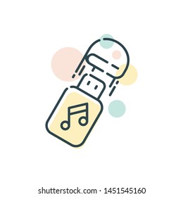 Simple USB or USB Stick Music Storage Flat Icon Vector