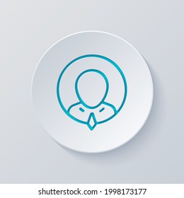 Simple User Avatar, Admin Or Member, Business Icon. Cut Circle With Gray And Blue Layers. Paper Style