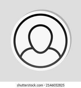 Simple user avatar, admin or member, business icon. Linear sticker, white border and simple shadow on gray background