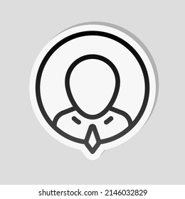 Simple user avatar, admin or member, business icon. Linear sticker, white border and simple shadow on gray background