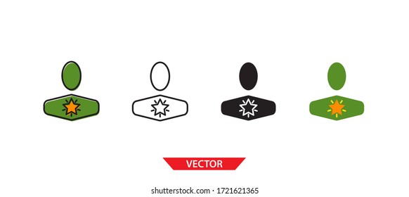 Simple user excellence icon on white background 4 types such as outline, black, color, outline and color. Vector illustration.