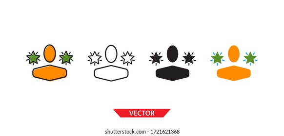 Icono simple de excelencia del usuario sobre fondo blanco 4 tipos como contorno, negro, color, contorno y color. Ilustración vectorial.
