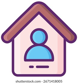 Simple User Icon in a House-Shaped Frame