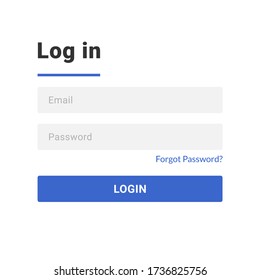 Simple user login form menu or page interface design with blue color theme. Sign up template for website, mobile, and apps development. Vector Eps 10
