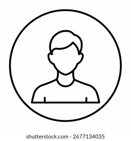 Simple user profile avatar icon in line art style