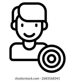 Simple user profile icon with a target badge, suitable for user identification and activity tracking.