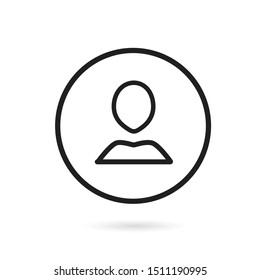 Simple user sign icon vector illustration in outline style isolated on white background. Person and profile symbol for logo, user interface, mobile application, website design line icon.