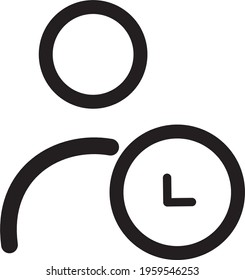 Simple user-time stay vector icon, black