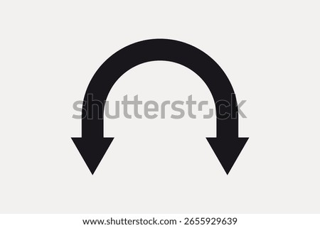 Simple U-turn arrow icon. Black U-turn arrow on white background. Minimalist U-turn design. Perfect for navigation, direction, or traffic-related projects. Design element vector.