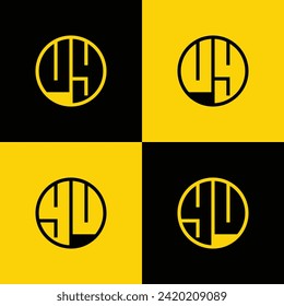 Simple UY and YU Letters Circle Logo Set, suitable for business with UY and YU initials