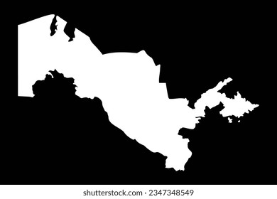 Simple Uzbekistan Map Aislado en fondo negro, puede ser usado para diseños de negocios, diseños de presentaciones o cualquier diseño adecuado.