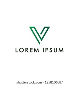 simple V logo vector green color