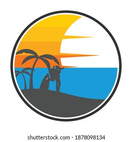 simple vacation girl vector logo