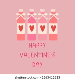 simple valentine card with love potion bottles, perfect for website banners, sales promotions, Valentine's cards, covers, flyers, or posters
