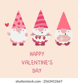 simple valentine card with pink gnomies, perfect for website banners, sales promotions, Valentine's cards, covers, flyers, or posters
