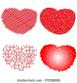 Simple Valentine hearts. Vector illustration (SET)