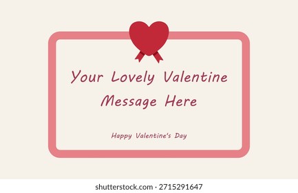 Tarjeta de mensaje de San Valentín simple con corazón Pequeño en la parte superior