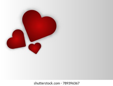Simple Valentine's card with hearts and bubbles. Hearts elements. Valentine's Day romantic background. Design with hearts and with a shadow, Vector love background illustration. 