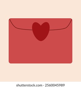 simple valentines day card with envelop, flat vector illustration, perfect for your holiday background, textile, greeting card, wrapping
