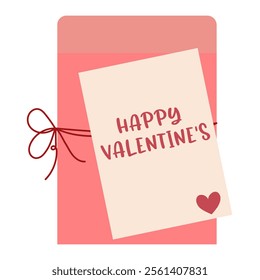 simple valentines day card with envelope, flat vector illustration, perfect for your holiday background, textile, greeting card, wrapping