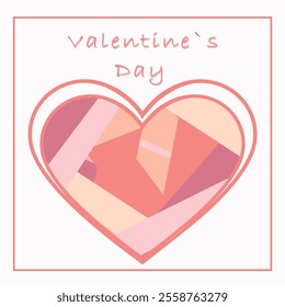 simple valentine's day card with heart in patchwork style