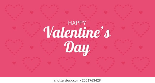 Simple Valentine's Day card with hearts on the background. Vector minimalistic design.