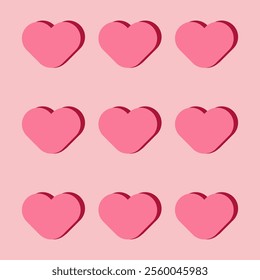 simple valentines day card with hearts, flat vector illustration, perfect for your holiday background, textile, greeting card, wrapping