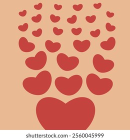 simple valentines day card with hearts, flat vector illustration, perfect for your holiday background, textile, greeting card, wrapping