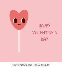 simple valentines day card with lolipop, flat vector illustration, perfect for website banners, sales promotions, Valentine's cards, covers, flyers, or posters