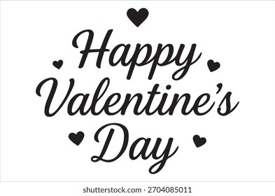A simple valentine's day graphic featuring stylized text and heart decorations.
