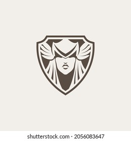 simple valkyrie, woman, knight logo. vector illustration for business logo or icon svg