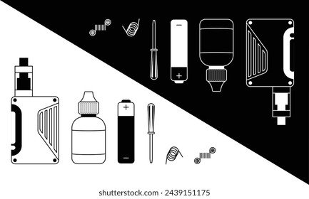 Simple vape tools icon in black and white