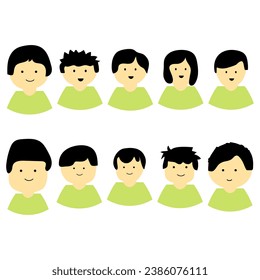 Simple varied avatar profile icon set. vector people in flat style