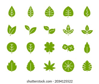 Simple Various shape leaf glyph icons set.