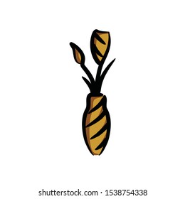 Simple vase of flower with fresh eco agriculture logo vector. trend room decor