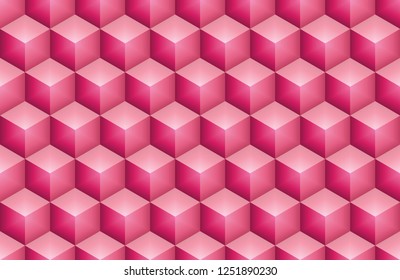 simple vector 3d rose cubes, seamless repeating illustration