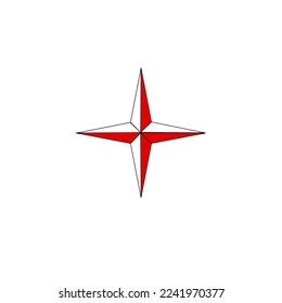 simple vector 4-sided two-sided color outih and red with transparent background