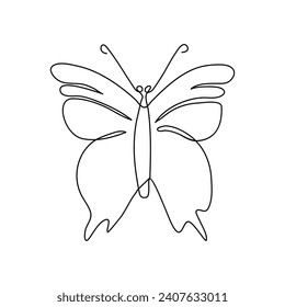 Simple vector abstract outline beautiful butterfly isolated on white background and minimal.