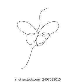 Simple vector abstract outline beautiful butterfly isolated on white background and minimal.