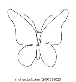 Simple vector abstract outline beautiful butterfly isolated on white background and minimal.