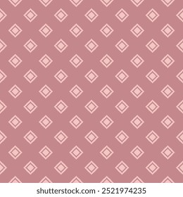 Simple vector abstract seamless pattern with diamond shapes, small rhombuses, grid. Subtle minimal background texture in pink tones. Stylish minimalist texture. Repeated geo design for decor, fabric