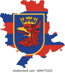 Simple vector administrative flag map of the Polish regional capital city of Szczecin, Poland